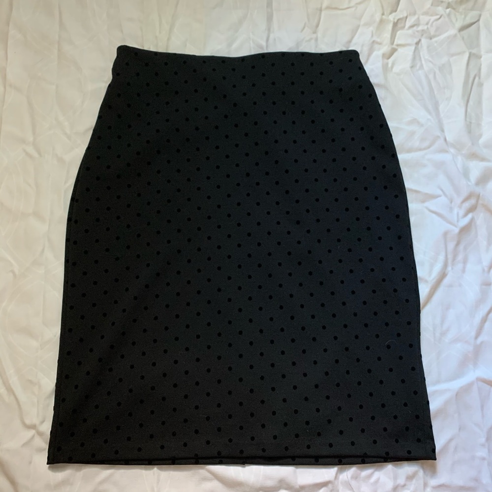 Black Polka Dot Pencil Skirt